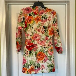 Zara - Naya dress linen blend - floral - back cutout - size M